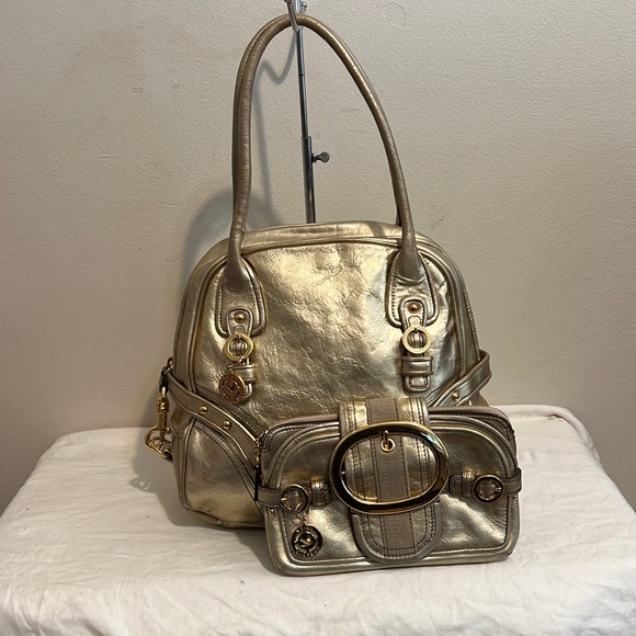 Juicy Couture Handbags - Juicy Couture Gold Leather Dome Bag with Wallet